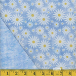 Mook - Quilted Fabric - Daisies, Light Blue/Blue