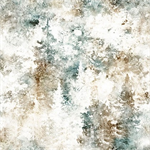 Quilting Treasures - Running With The Pack - Pine Trees, White