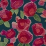 Marcus Fabrics - Twilight Tones - Cabbage Roses, Pink/Blue