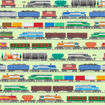 Clothworks - Let's Go! - Trains, Light Green