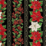 Hoffman California - Blooming Holidays - Border Stripe, Black/Gold