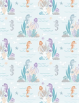 Wilmington Prints - Underwater Whimsy - Seahorses, Blue