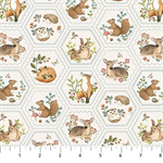 Northcott - Woodland Heart - Hexie, Cream