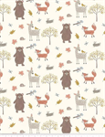 Riley Blake - Designer Flannel - Woodland Creatures, Cream