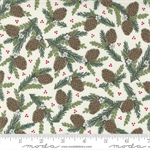 Moda - Holly Berry Tree Farm - Pinecones, White