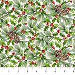 Northcott - Holiday Joy - Pine and Holly, Cream
