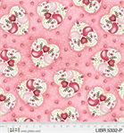 P & B Textiles - Love Birds - Birds in Hearts, Pink