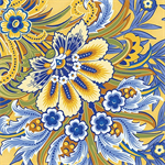 Benartex - Flower Festival - Plumes, Navy/Blue/Yellow