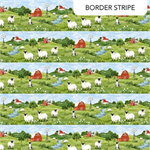 Northcott - Counting Sheep - Border Stripe, Green