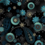 Michael Miller - Magnificent Peacock - Dancing Paisley, Black