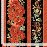 Timeless Treasures - Imperial Bloom - Asian Floral 11^ Stripe, Black