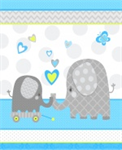 Studio E. - Hello Baby Flannel - 36^ Elephant Panel, Blue