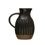 Stoneware Pitcher, Matte Black Reactive Glaze