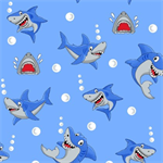 A.E. Nathan - Comfy Flannel Prints - Happy Sharks, Blue