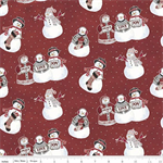 Riley Blake Flannel - Hello Winter Flannel - Snowmen, Red