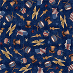 Quilting Treasures - American Pride - American Toss, Midnight Blue