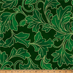 Hoffman California - Christmas Wish - Swirling Leaves, Hunter/Gold
