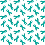Blank Quilting - Ovarian Cancer Inspiration - Teal Ribbon, White