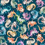 Quilting Treasures - QT Cuties 2 - A Lotta Axolotl, Teal