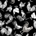 Michael Miller - Early To Rise - Free Range Toile, Black