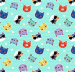 Wilmington Prints - Fe-line Frisky - Frisky Cat Heads, Teal