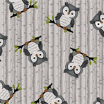 A.E. Nathan - Comfy Flannel Prints - Sitting Owls, Gray