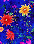 Timeless Treasures - Whirlwind - (Fleur) - Large Florals, Blue